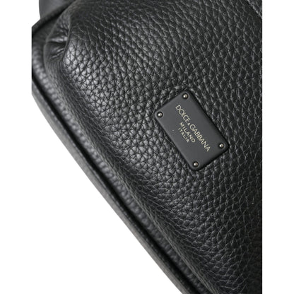 Dolce & Gabbana Black Calfskin Leather Logo Palermo Backpack Bag