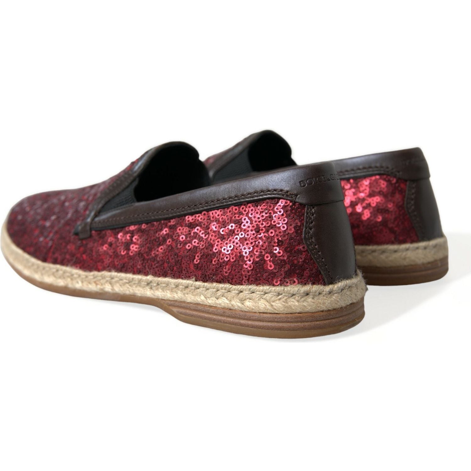 Dolce & Gabbana Red Sequined Loafers Slippers Men Shoes