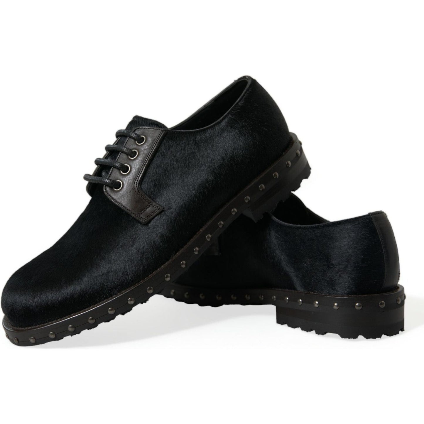 Dolce & Gabbana Black Stable Fur Derby SAN PIETRO Dress Shoes