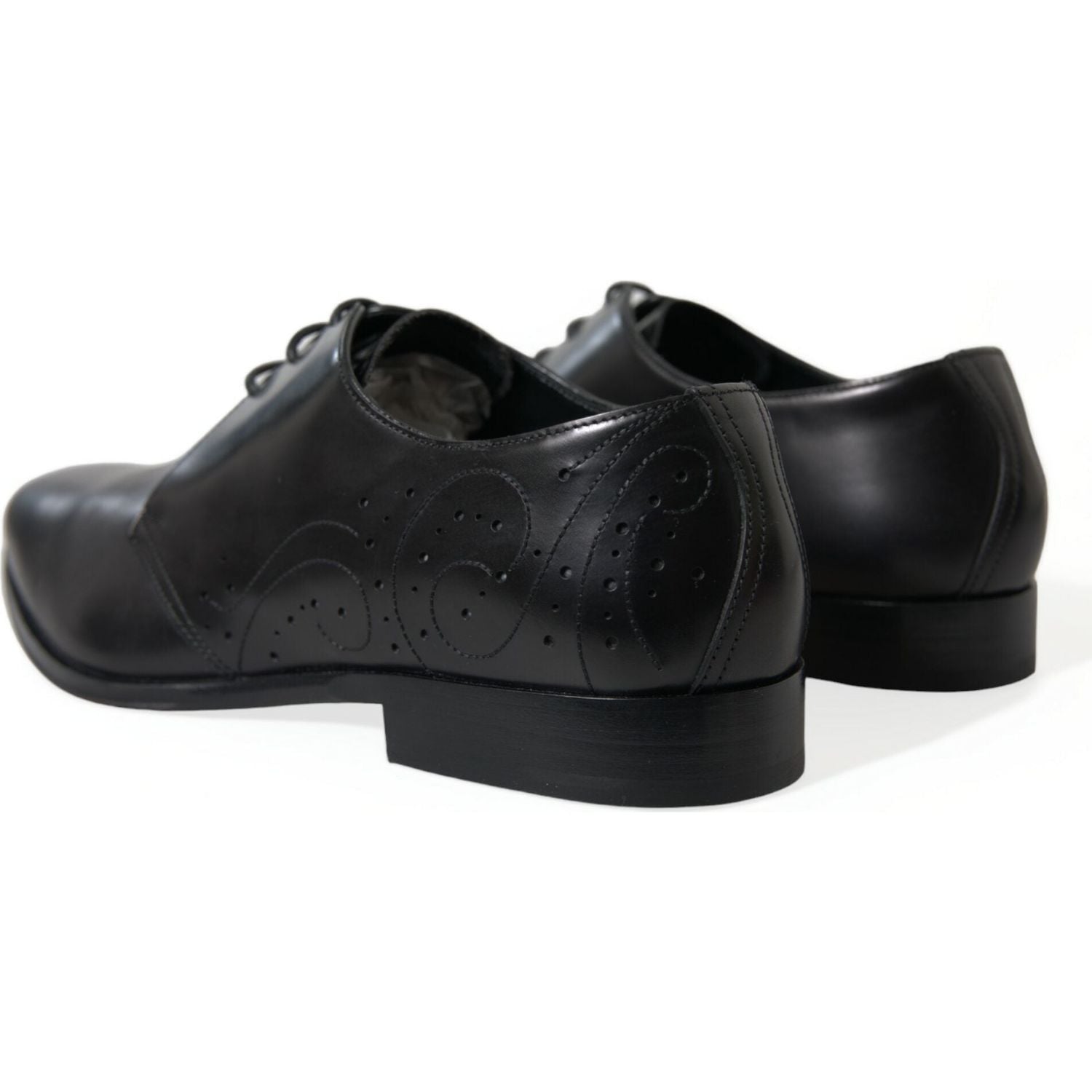 Dolce & Gabbana Black Leather Lace Up Formal Derby Dress Shoes