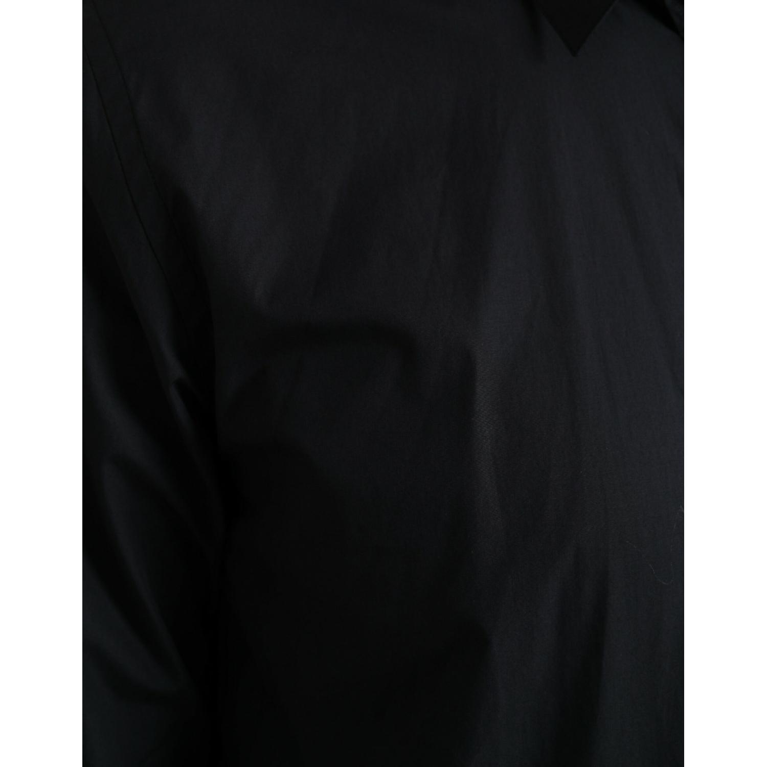 Dolce & Gabbana Navy Blue Cotton Collared Formal Dress Shirt