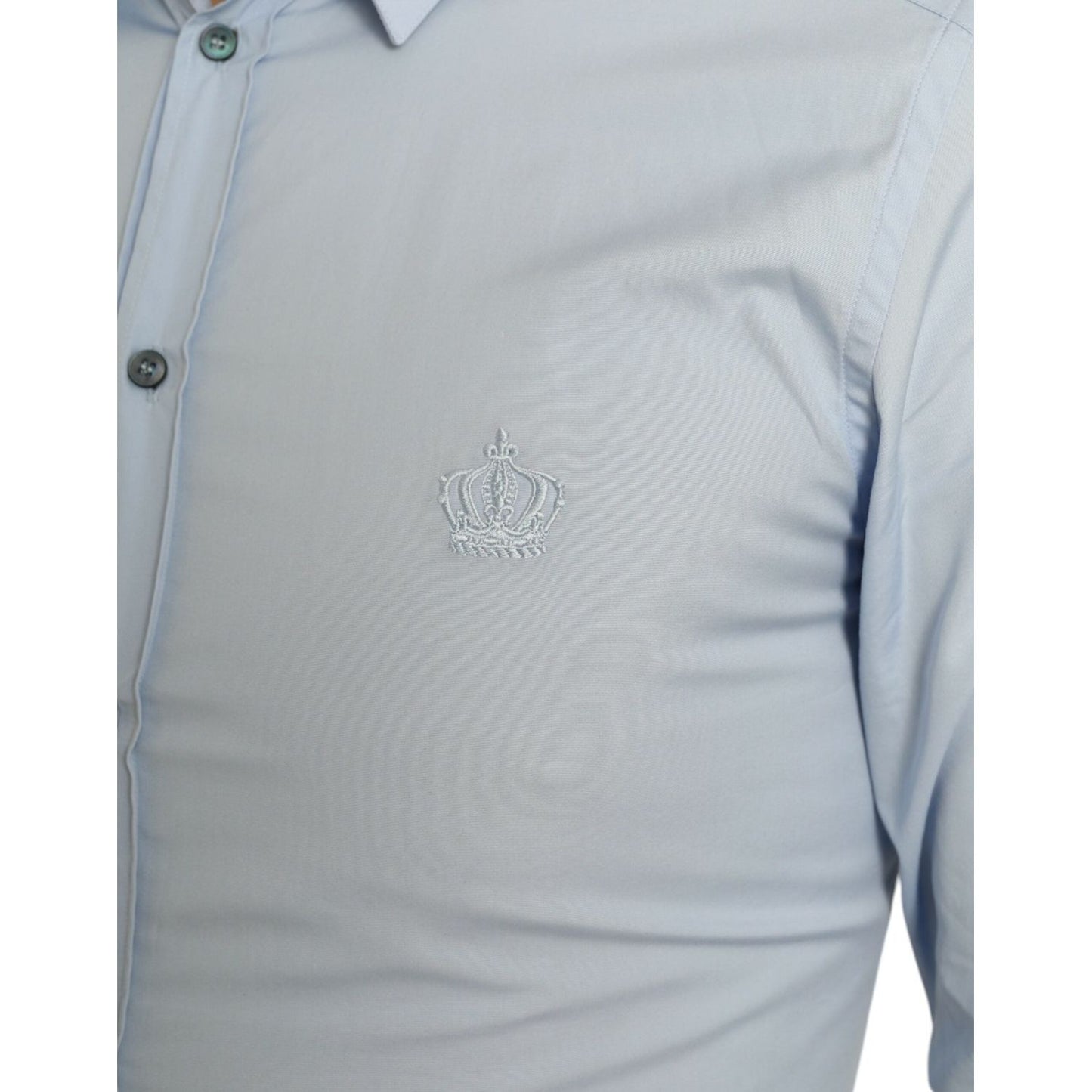 Dolce & Gabbana Sky Blue Cotton Men Formal GOLD Dress Shirt