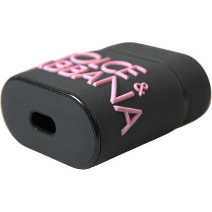 Dolce & Gabbana Black Pink Silicone Embossed Logo Airpods Case