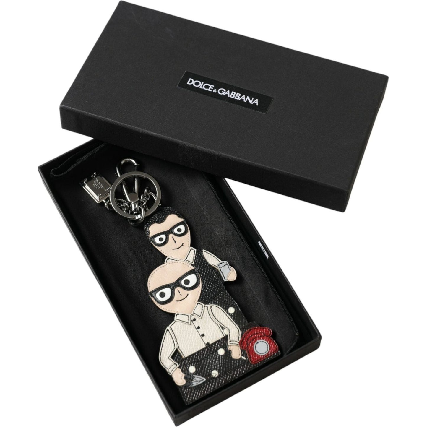 Dolce & Gabbana Leather Dominico Stefano #DGFAMILY Logo Badge Keychain