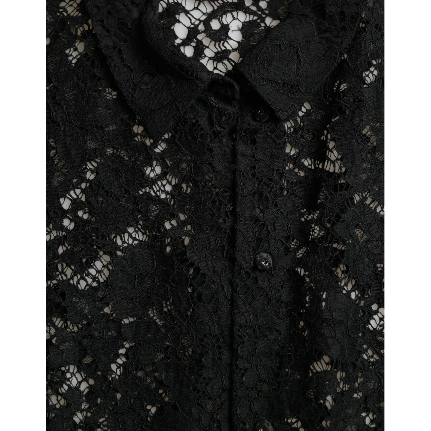 Dolce & Gabbana Black Floral Lace Long Sleeves Blouse Top