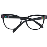 Emilio Pucci Black Women Glasses Frame with full-rim plastic design, butterfly style, demo lenses, and branded case.