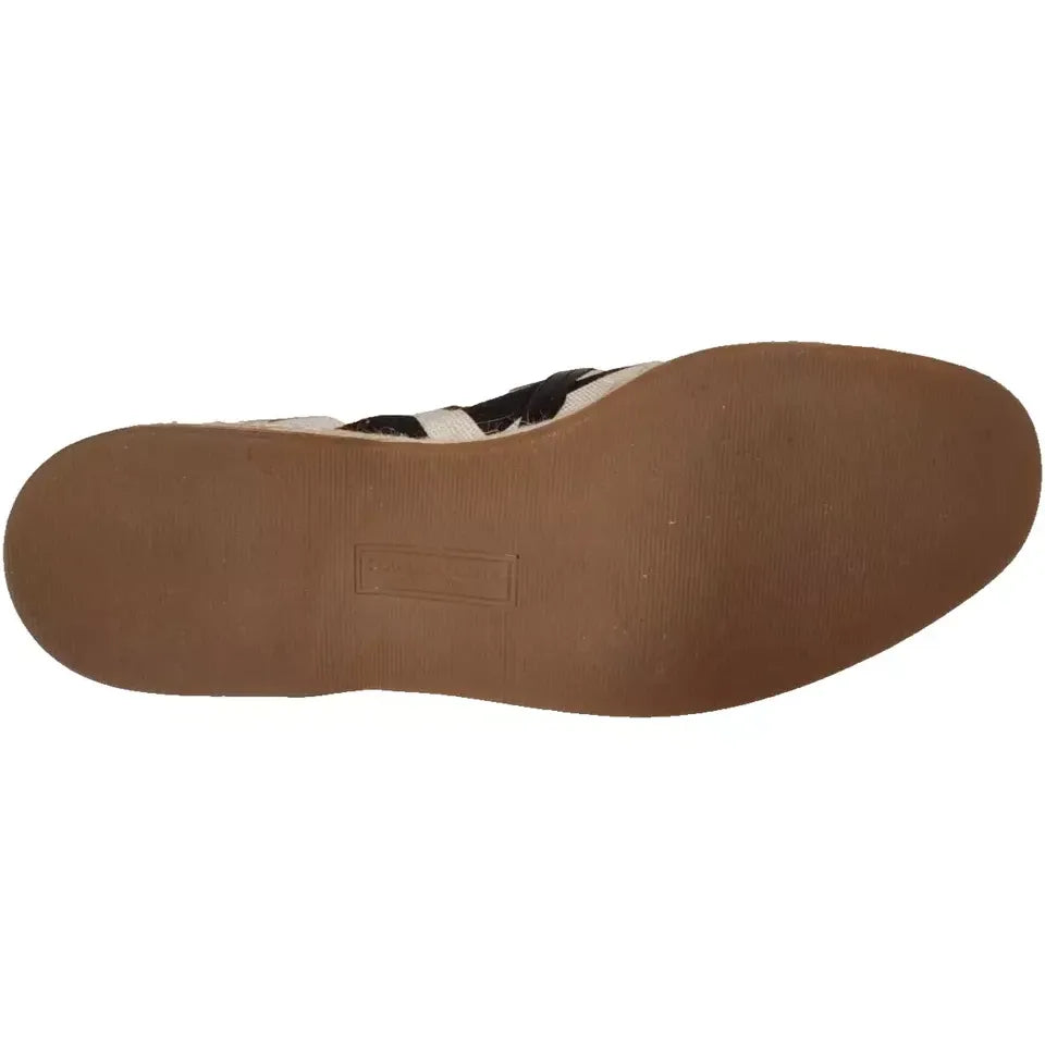 Dolce & Gabbana Black White Stripes Slip On Espadrille Shoes