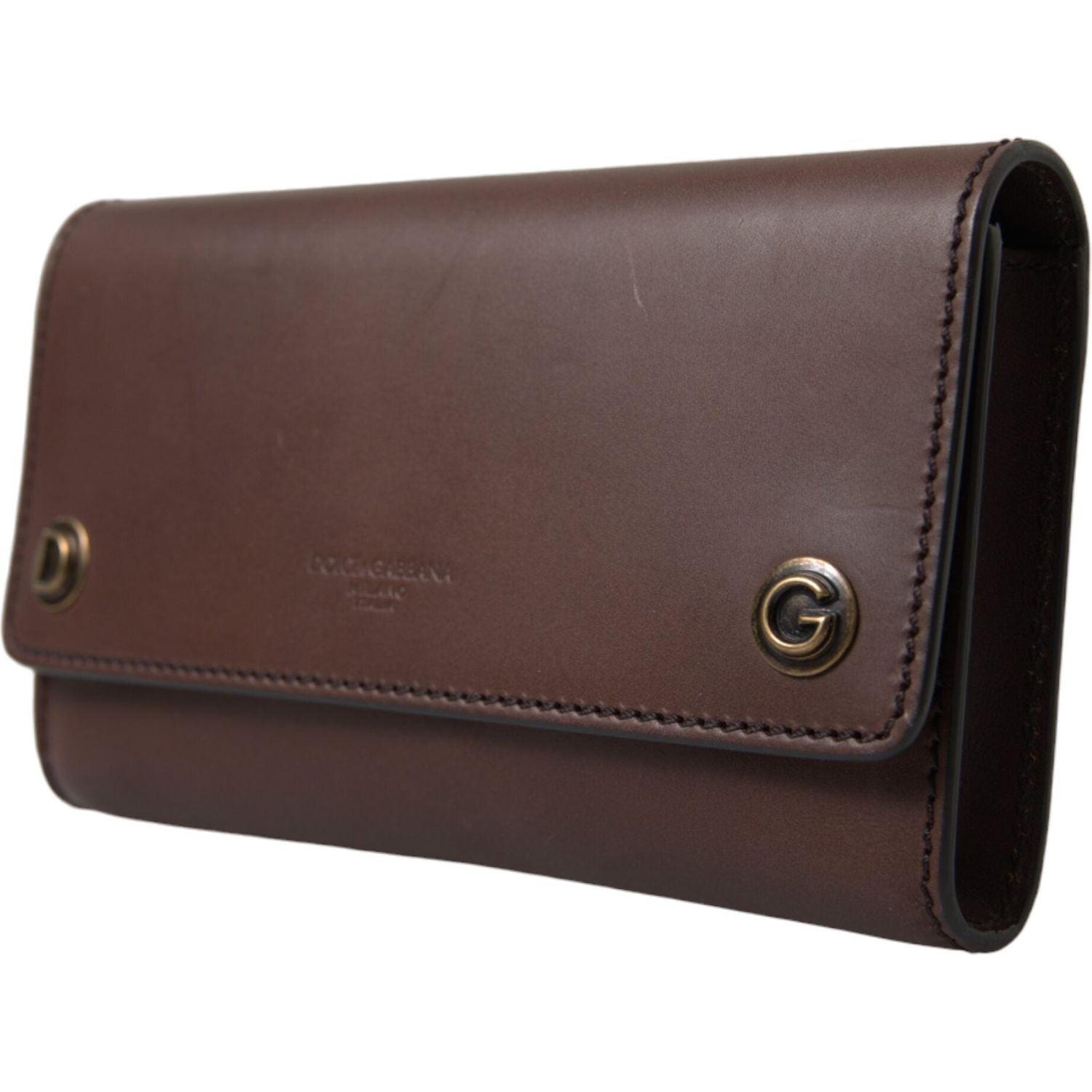 Dolce & Gabbana Brown Leather Logo Embossed Men Mini Shoulder Bag