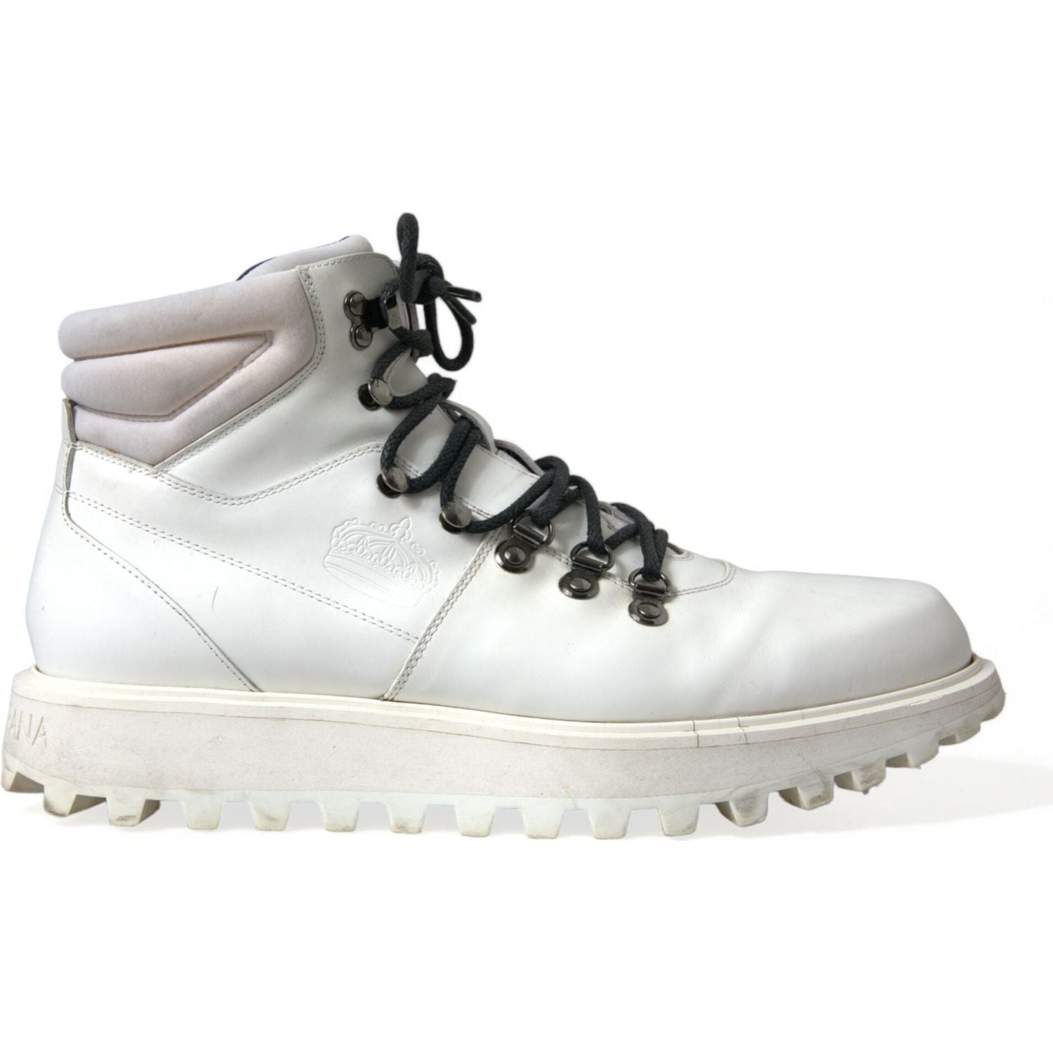 Dolce & Gabbana White Vulcano Trekking Ankle Boots Shoes