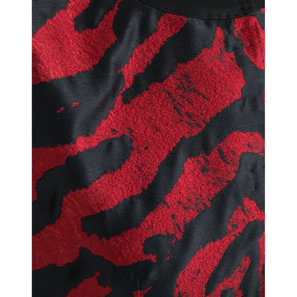 Dolce & Gabbana Black Red Patterned Cropped Coat Jacket