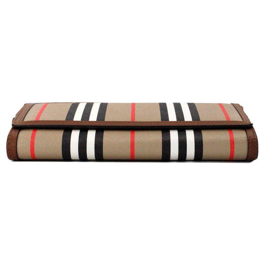 Burberry Hannah Icon Stripe Archive Tan E-Canvas Leather Wallet Crossbody Bag