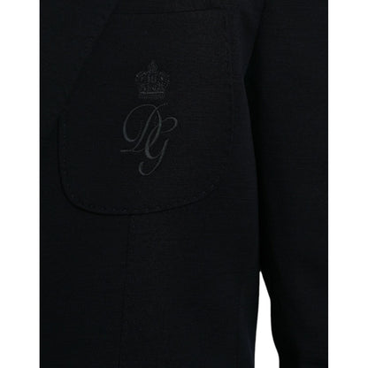 Dolce & Gabbana Black Wool Single Breasted Coat Blazer