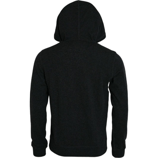 Dolce & Gabbana Dark Gray Cashmere Hooded Pullover Sweater