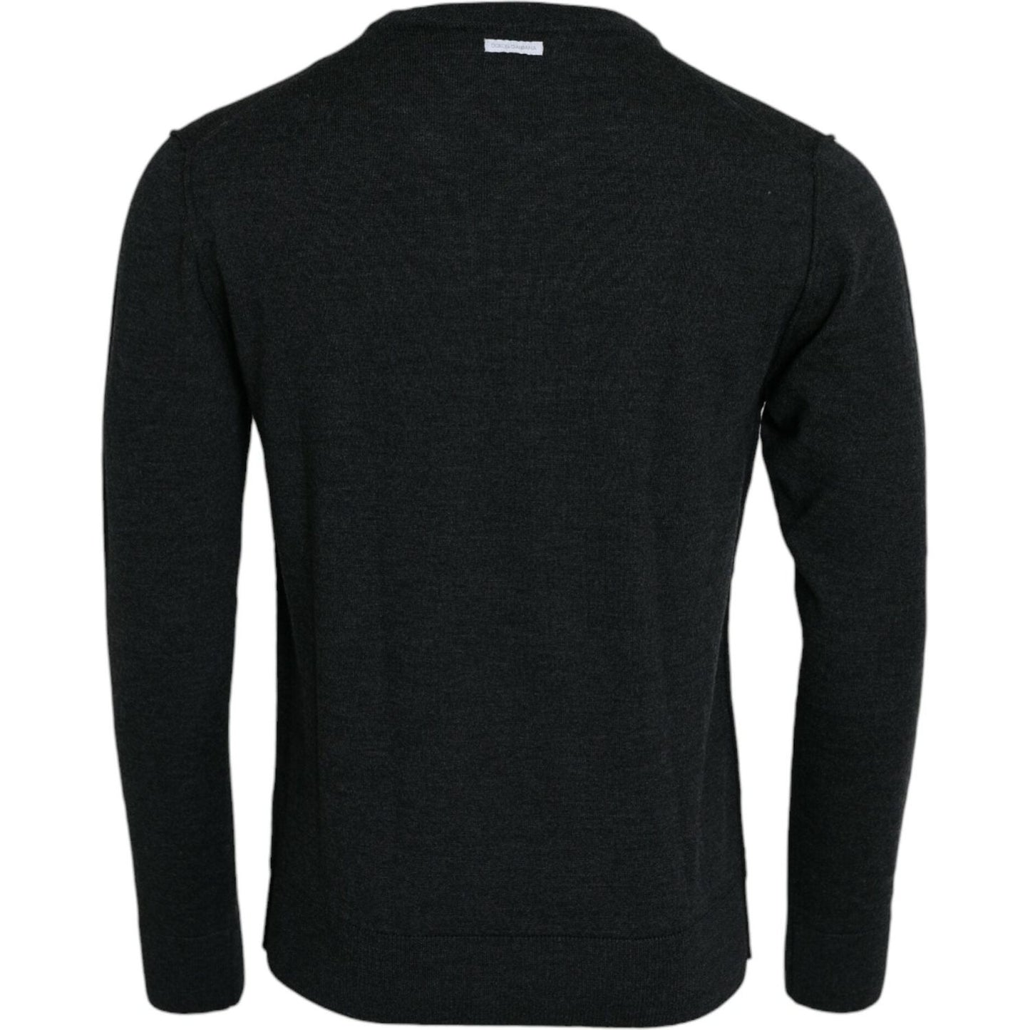 Dolce & Gabbana Dark Gray Wool Crew Neck Pullover Sweater