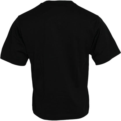 Dolce & Gabbana Black Embellished Cotton Crew Neck T-shirt