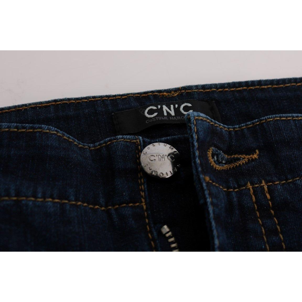 Costume National Blue Cotton Bootcut Flared Jeans