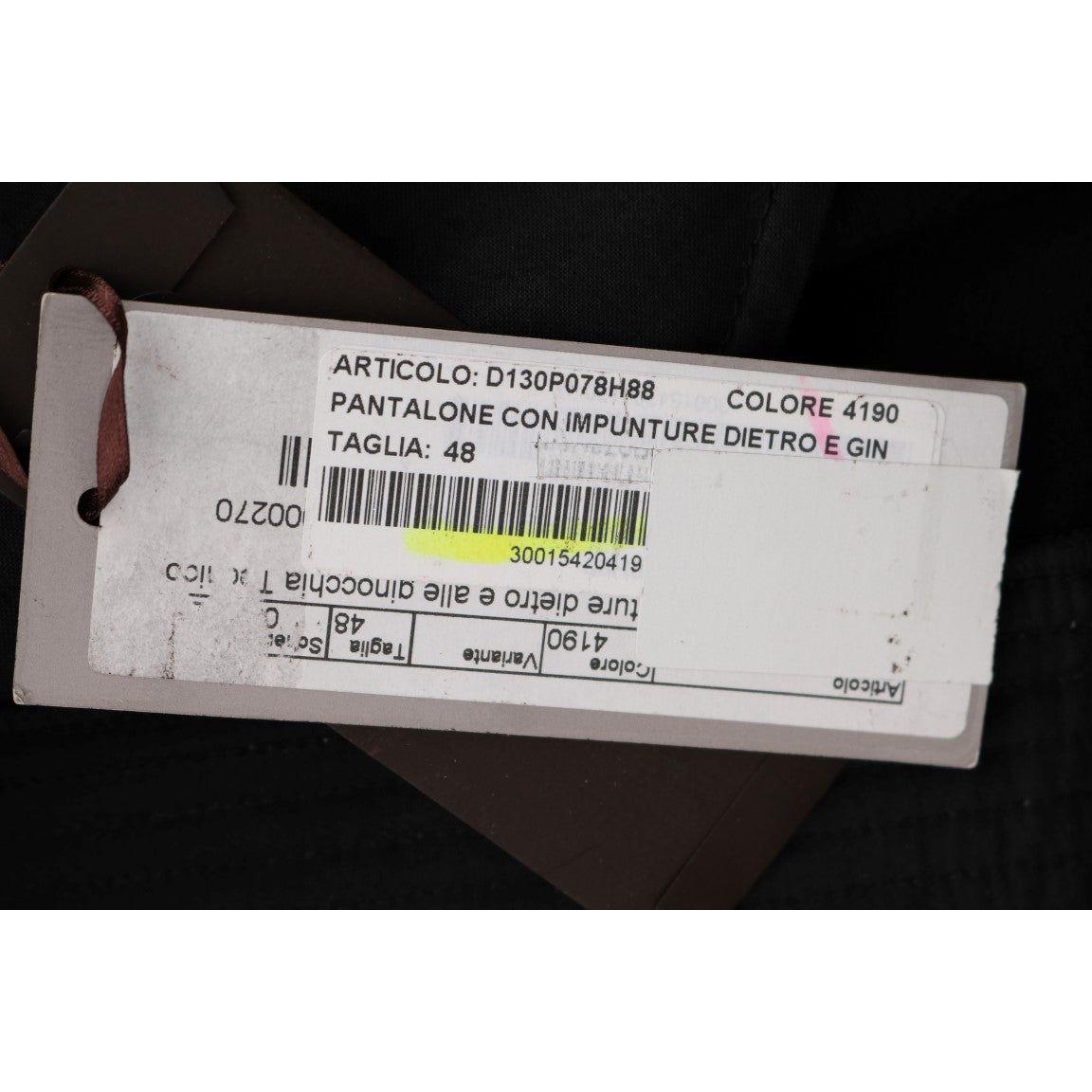 Ermanno Scervino Black Cotton Slim Fit Casual Pants