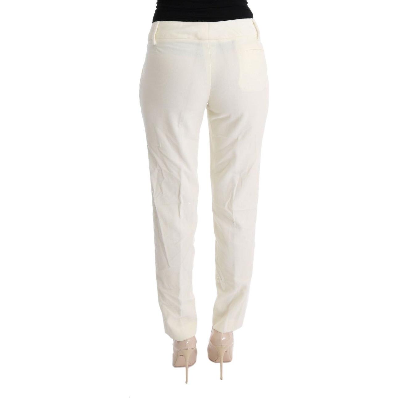 Ermanno Scervino White Cotton Regular Fit Casual Pants
