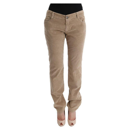 Ermanno Scervino Beige Cotton Velvet Regular Fit Pants Jeans & Pants