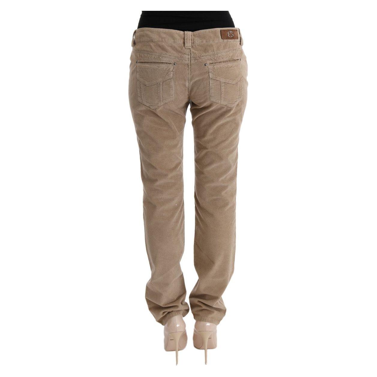 Ermanno Scervino Beige Cotton Velvet Regular Fit Pants
