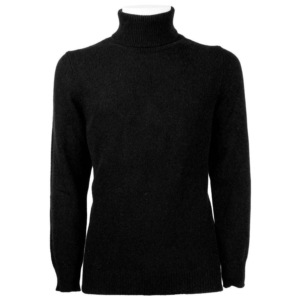 Emilio Romanelli Black Cashmere Men Turtleneck Sweater