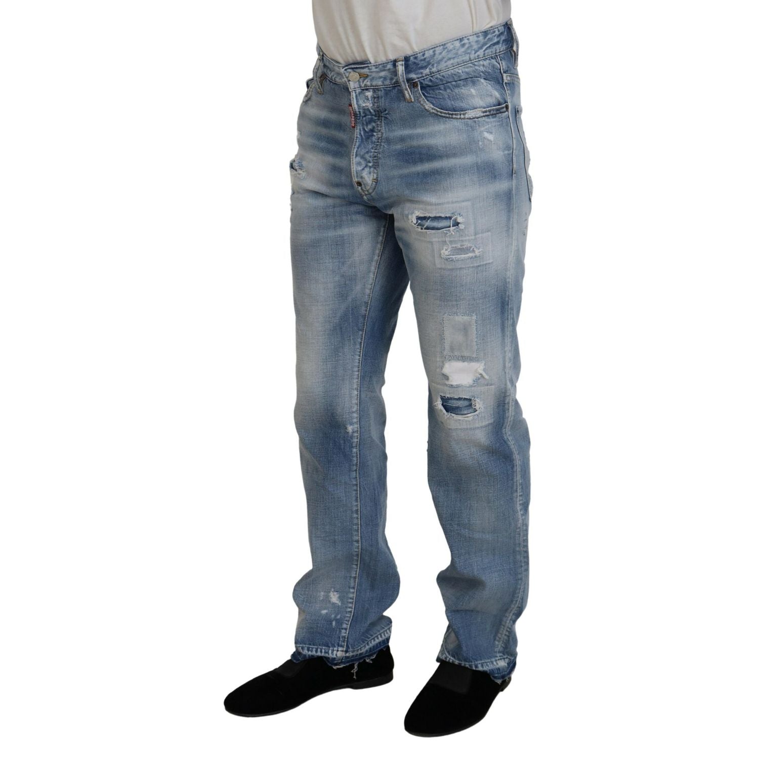 Dsquared² Blue Washed Straight Fit Men Casual Denim Jeans