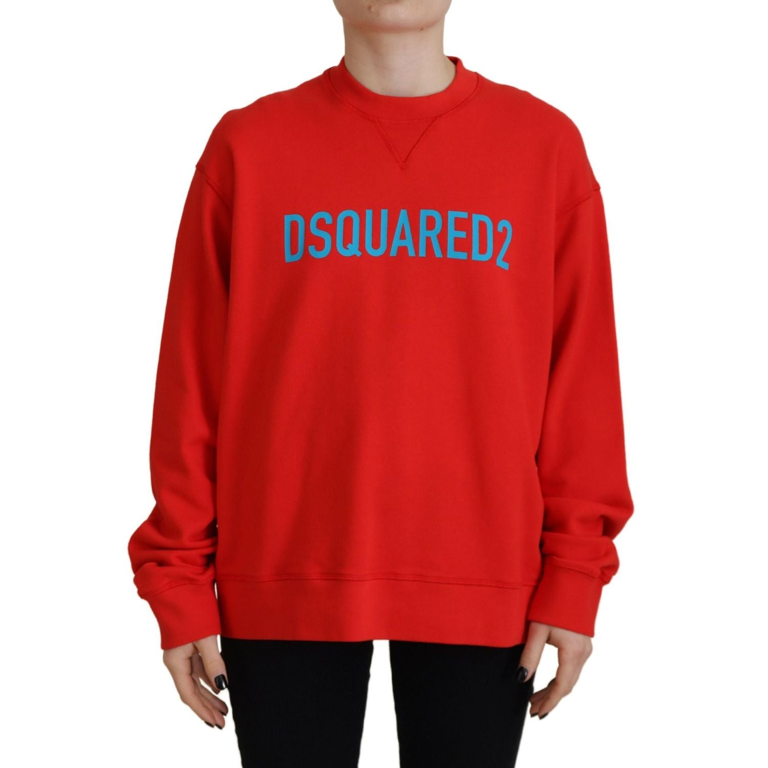 Dsquared² Red Cotton Printed Crew Neck Long Sleeve Sweater