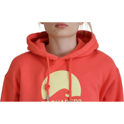 Dsquared² Pink Logo Print Cotton Hoodie Sweatshirt Sweater