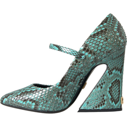 Dolce & Gabbana Aqua Python Leather Mary Jane Pumps Shoes