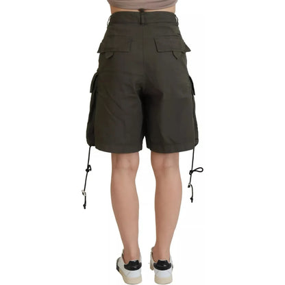 Dsquared² Green High Waist Cargo Bermuda Women Shorts