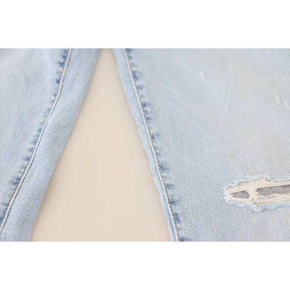 Dsquared² Blue Tattered Mid Waist Cropped Twiggy Denim Jeans