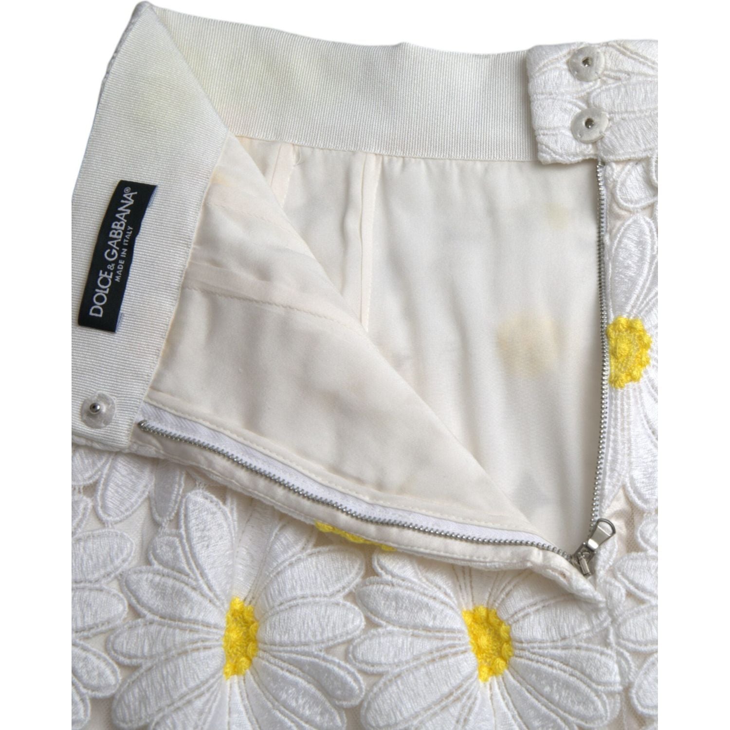 Dolce & Gabbana White Floral Pencil Straight Lace Skirt