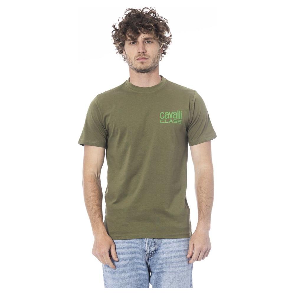 Cavalli Class Green Cotton Men T-Shirt