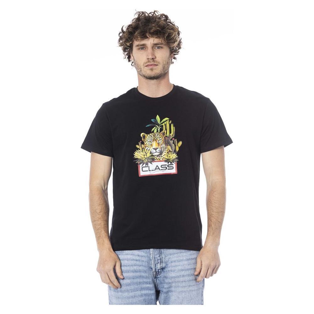 Cavalli Class Black Cotton Men T-Shirt