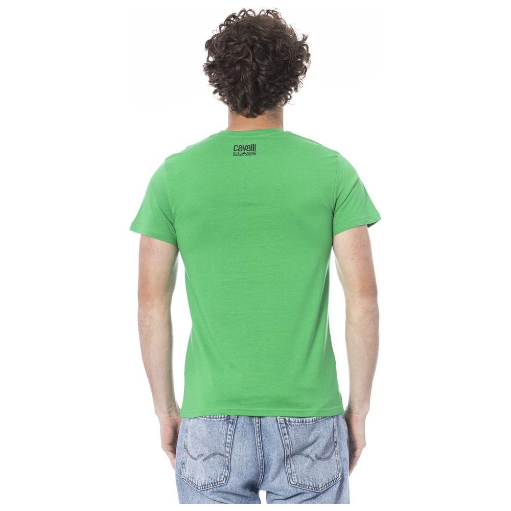Cavalli Class Green Cotton Men T-Shirt