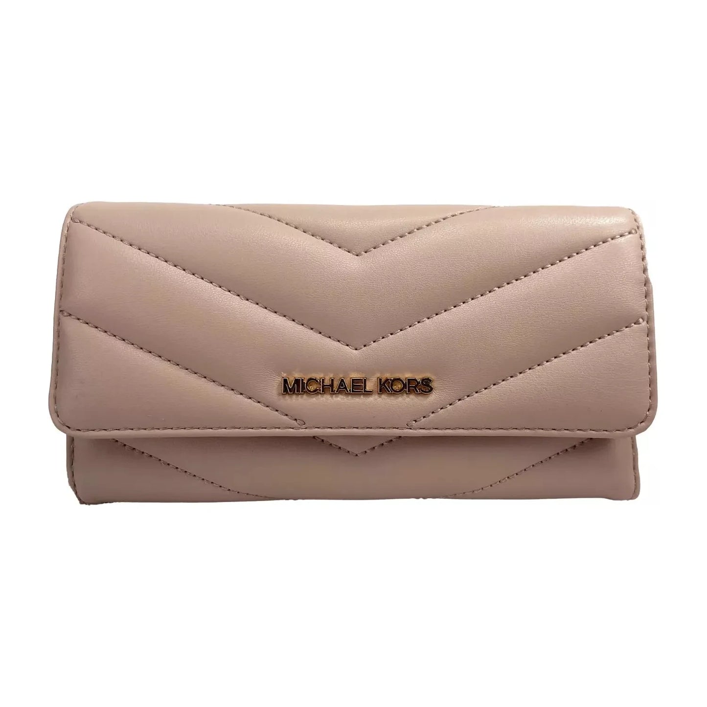 Michael Kors Jet Set Travel Large Quilted Leather Trifold Wallet Powder Blush 85328