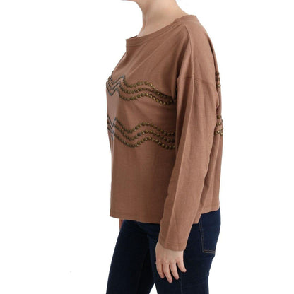 John Galliano Brown Cotton Studded Sweater