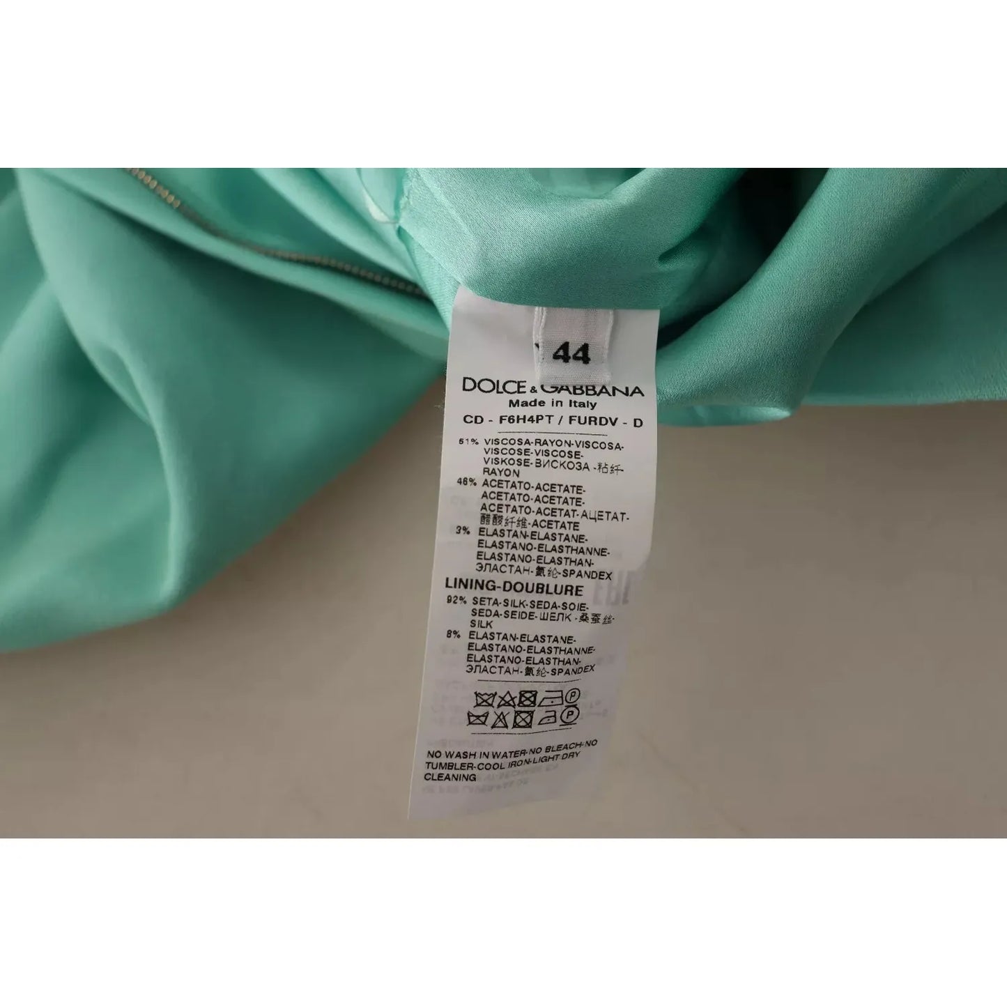 Dolce & Gabbana Mint Green Sheath Square Neckline Midi Dress