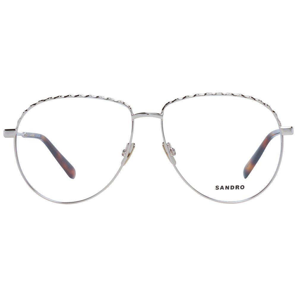 Sandro Rose Gold Women Glasses Frame in metal with round shape and full-rim style, includes branded case.