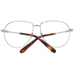 Rear view of round metal frame Sandro Rose Gold Women Glasses Frame with tortoiseshell temples crossed.