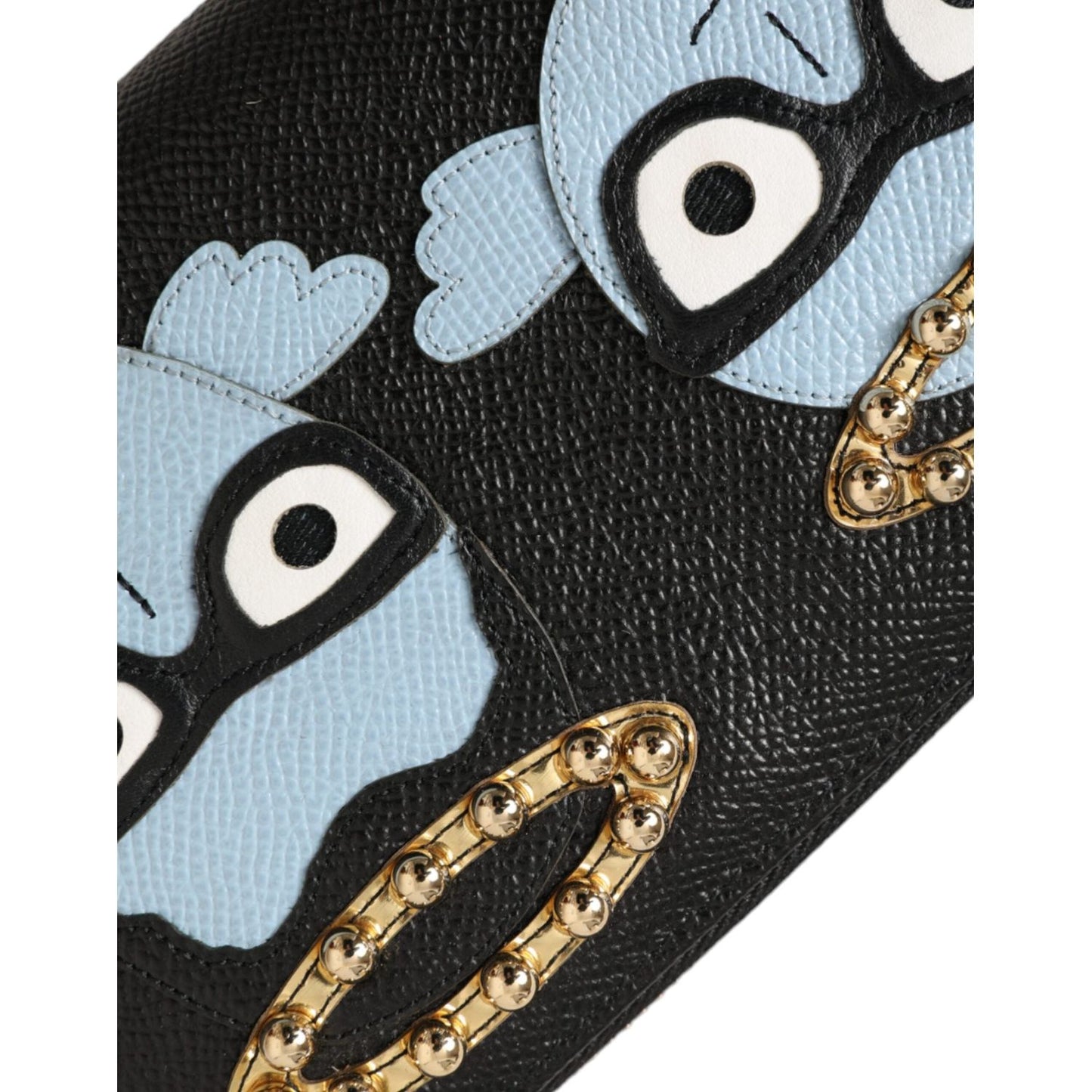 Dolce & Gabbana Black Blue Leather #DGFAMILY Zipper Continental Men Wallet