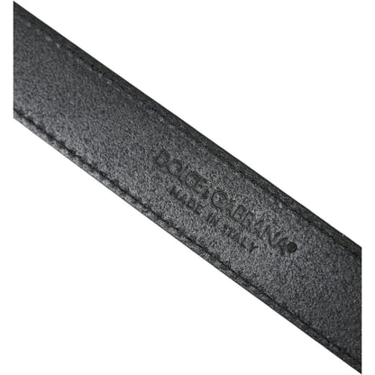 Dolce & Gabbana Green Leather Jacquard Silver Metal Buckle Belt