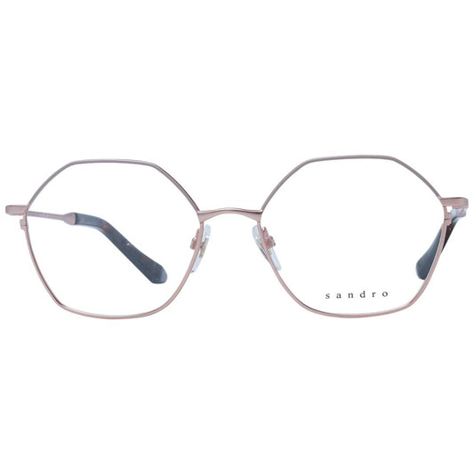 Sandro Rose Gold Women Glasses Frame in stainless steel with full-rim design and demo lenses, perfect for a stylish look.