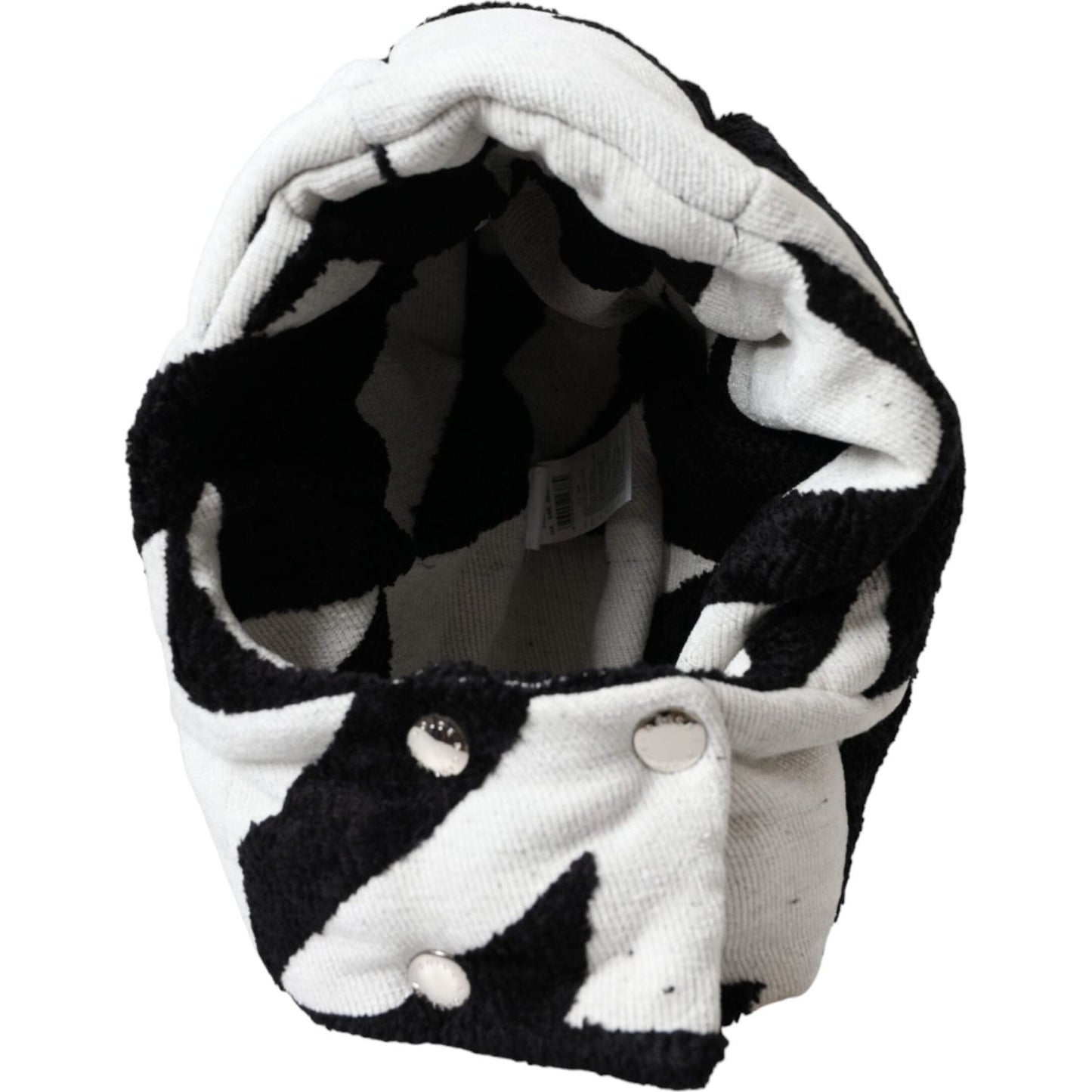 Dolce & Gabbana Black White Wool Whole Head Wrap Hat
