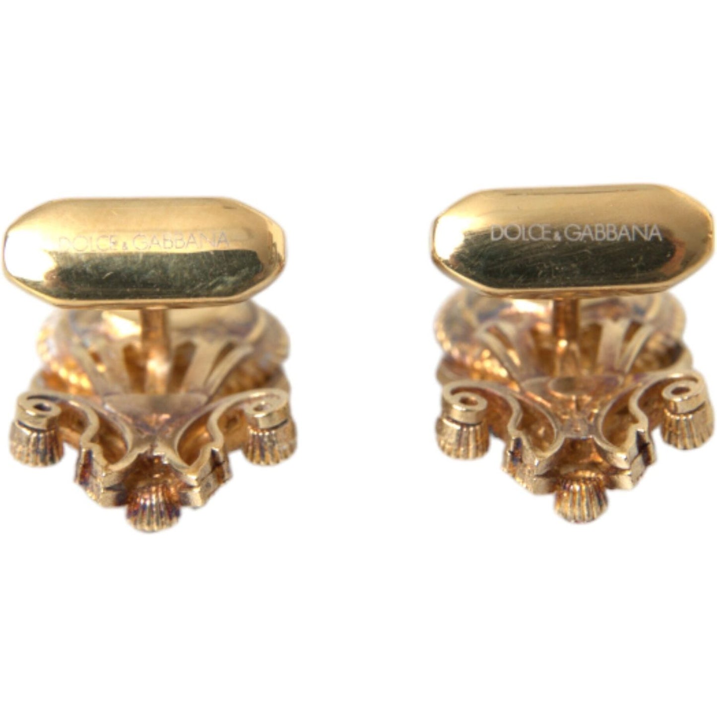 Dolce & Gabbana Gold Tone 925 Sterling Silver Crystal Cufflink Cufflinks