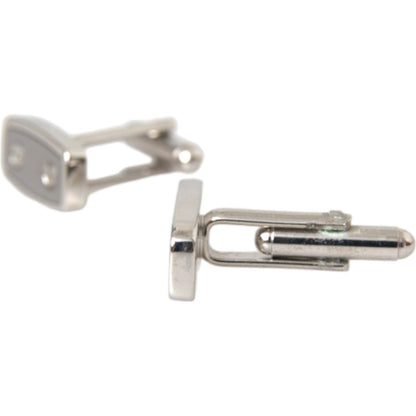 Dolce & Gabbana Silver Plated Metal Brass Pin Men Cufflinks Cufflinks