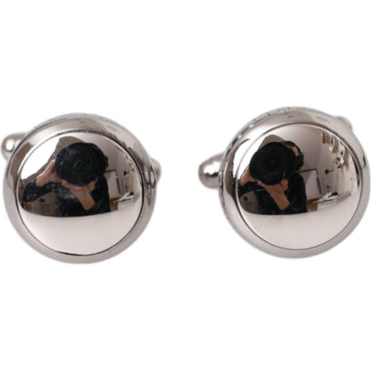 Dolce & Gabbana Silver Plated Brass Round Pin Men Cufflinks Cufflinks