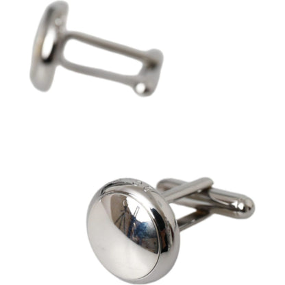 Dolce & Gabbana Silver Plated Brass Round Pin Men Cufflinks Cufflinks