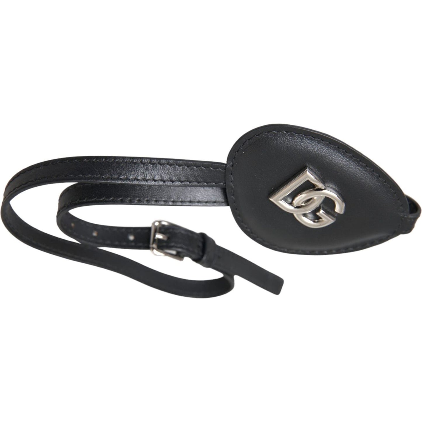 Dolce & Gabbana Black Calfskin Leather Metal DG Logo Eye Patch