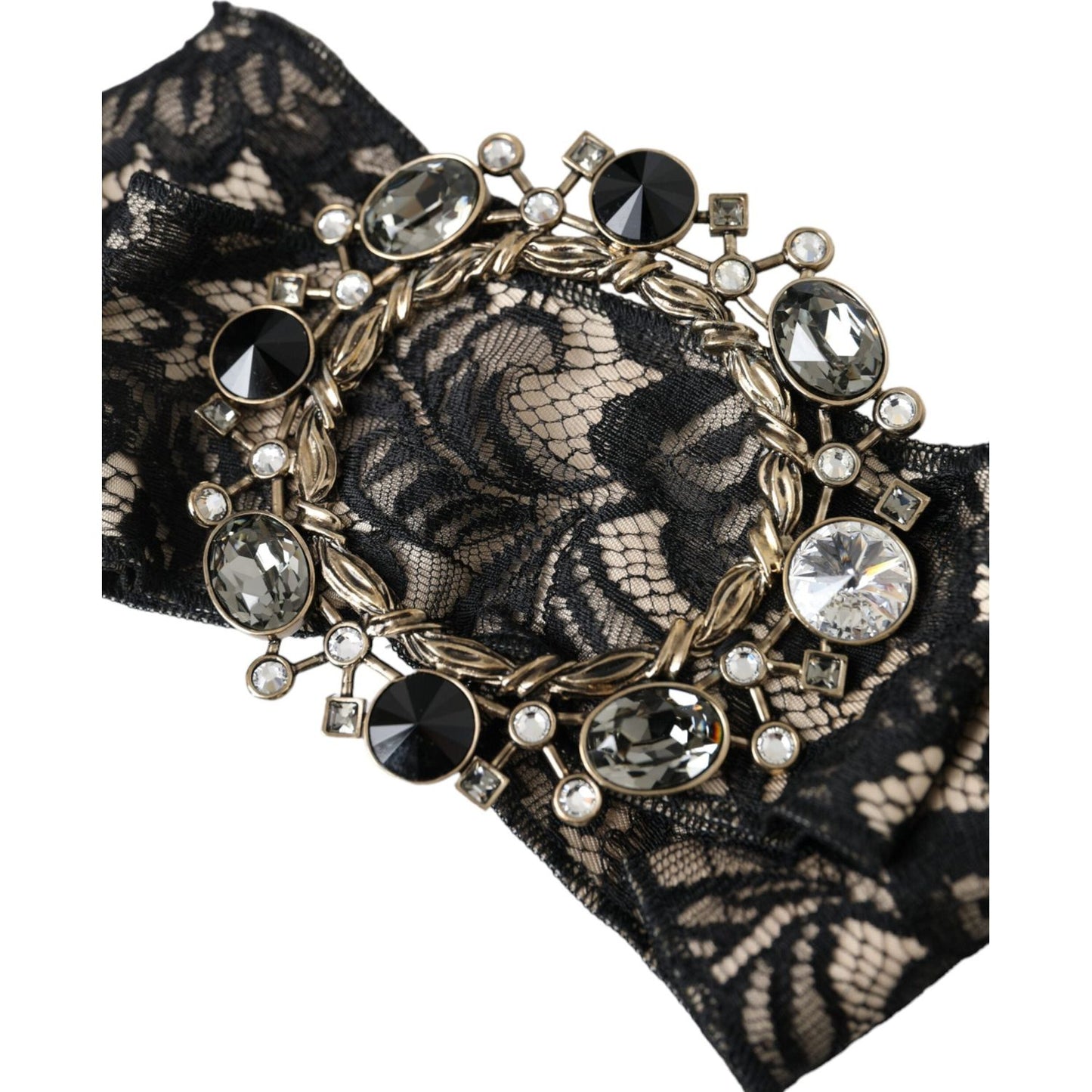 Dolce & Gabbana Black Lace Crystal Handmade Brooch Hair Pin